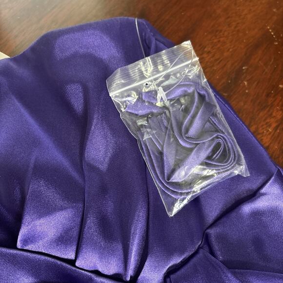David's‎ Bridal Purple Satin Strapless Maxi Dress Sz 6 Bridesmaid Wedding Prom - Picture 9 of 11